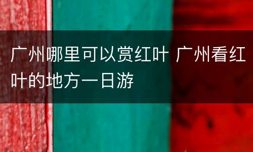 广州哪里可以赏红叶 广州看红叶的地方一日游