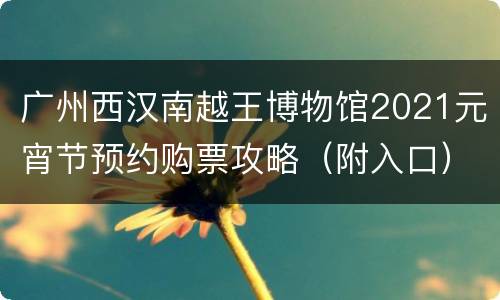 广州西汉南越王博物馆2021元宵节预约购票攻略（附入口）