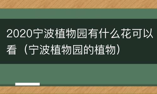 2020宁波植物园有什么花可以看（宁波植物园的植物）