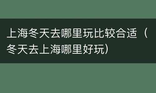 上海冬天去哪里玩比较合适（冬天去上海哪里好玩）