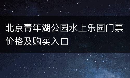 北京青年湖公园水上乐园门票价格及购买入口