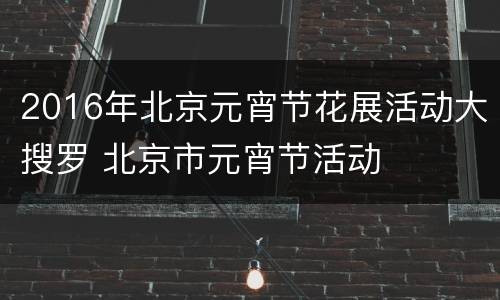 2016年北京元宵节花展活动大搜罗 北京市元宵节活动