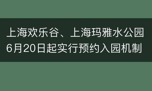 上海欢乐谷、上海玛雅水公园6月20日起实行预约入园机制