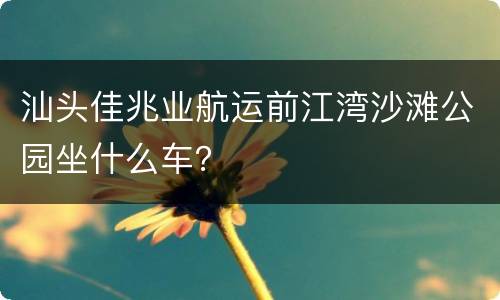 汕头佳兆业航运前江湾沙滩公园坐什么车？