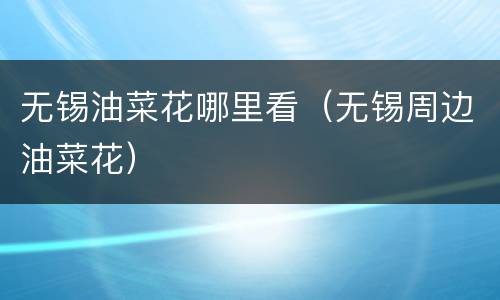 无锡油菜花哪里看（无锡周边油菜花）