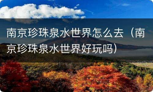 南京珍珠泉水世界怎么去（南京珍珠泉水世界好玩吗）