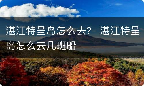 湛江特呈岛怎么去？ 湛江特呈岛怎么去几班船