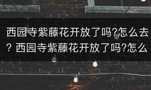 西园寺紫藤花开放了吗?怎么去? 西园寺紫藤花开放了吗?怎么去看