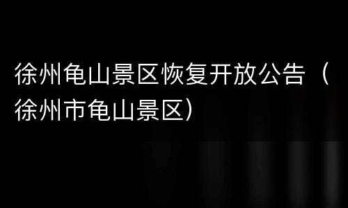 徐州龟山景区恢复开放公告（徐州市龟山景区）
