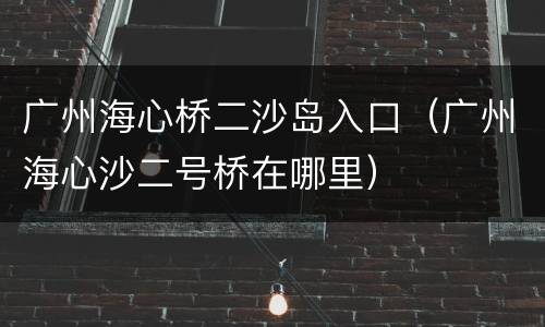广州海心桥二沙岛入口（广州海心沙二号桥在哪里）