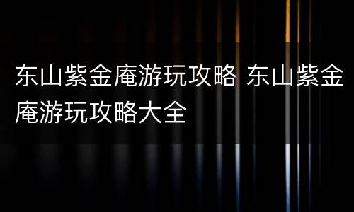 东山紫金庵游玩攻略 东山紫金庵游玩攻略大全
