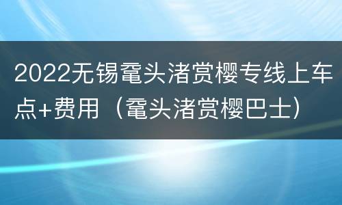 2022无锡鼋头渚赏樱专线上车点+费用（鼋头渚赏樱巴士）