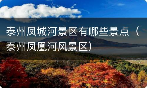 泰州凤城河景区有哪些景点（泰州凤凰河风景区）