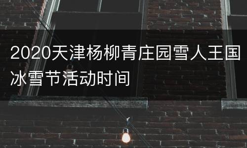 2020天津杨柳青庄园雪人王国冰雪节活动时间