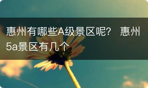 惠州有哪些A级景区呢？ 惠州5a景区有几个