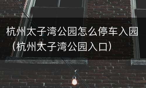 杭州太子湾公园怎么停车入园（杭州太子湾公园入口）