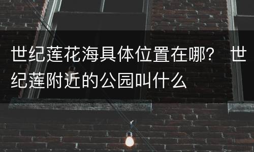 世纪莲花海具体位置在哪？ 世纪莲附近的公园叫什么