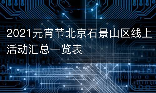 2021元宵节北京石景山区线上活动汇总一览表
