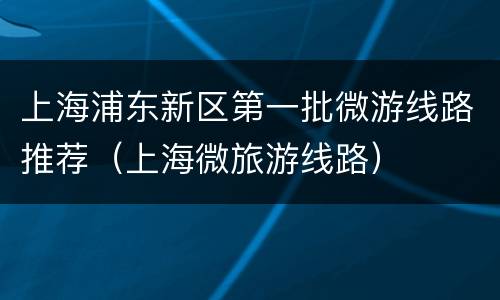 上海浦东新区第一批微游线路推荐（上海微旅游线路）