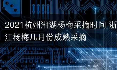 2021杭州湘湖杨梅采摘时间 浙江杨梅几月份成熟采摘