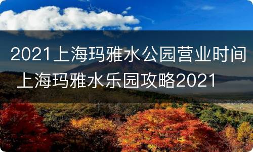 2021上海玛雅水公园营业时间 上海玛雅水乐园攻略2021