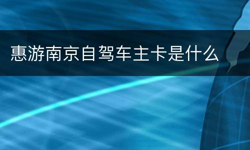 惠游南京自驾车主卡是什么