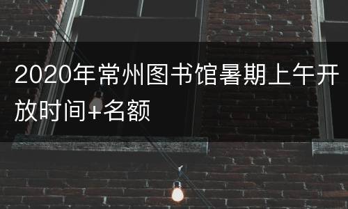 2020年常州图书馆暑期上午开放时间+名额
