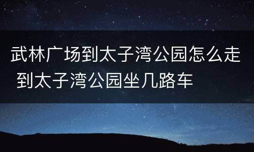 武林广场到太子湾公园怎么走 到太子湾公园坐几路车