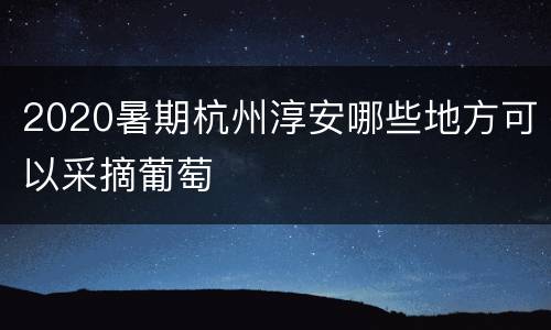 2020暑期杭州淳安哪些地方可以采摘葡萄