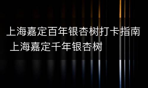 上海嘉定百年银杏树打卡指南 上海嘉定千年银杏树