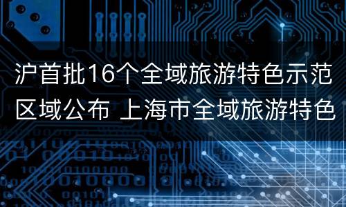 沪首批16个全域旅游特色示范区域公布 上海市全域旅游特色示范区域