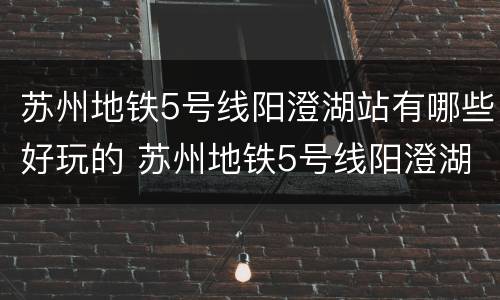 苏州地铁5号线阳澄湖站有哪些好玩的 苏州地铁5号线阳澄湖南方向