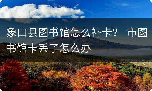 象山县图书馆怎么补卡？ 市图书馆卡丢了怎么办