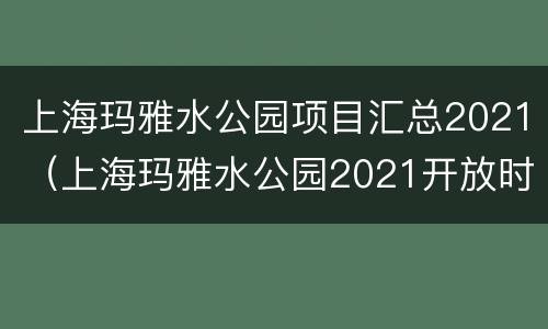 上海玛雅水公园项目汇总2021（上海玛雅水公园2021开放时间）