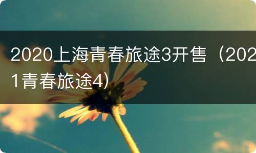 2020上海青春旅途3开售（2021青春旅途4）