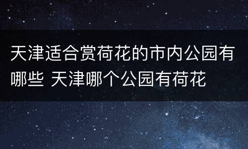 天津适合赏荷花的市内公园有哪些 天津哪个公园有荷花