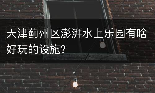 天津蓟州区澎湃水上乐园有啥好玩的设施？