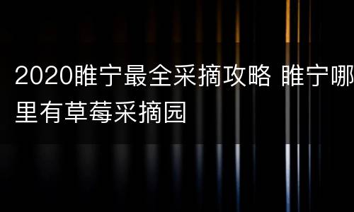 2020睢宁最全采摘攻略 睢宁哪里有草莓采摘园
