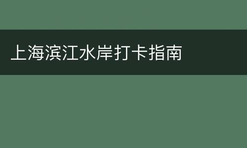 上海滨江水岸打卡指南
