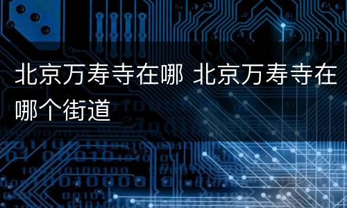 北京万寿寺在哪 北京万寿寺在哪个街道