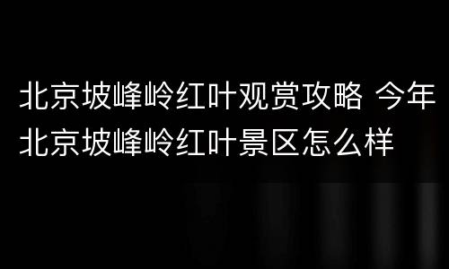 北京坡峰岭红叶观赏攻略 今年北京坡峰岭红叶景区怎么样