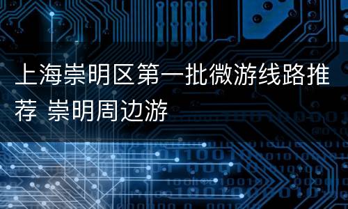 上海崇明区第一批微游线路推荐 崇明周边游