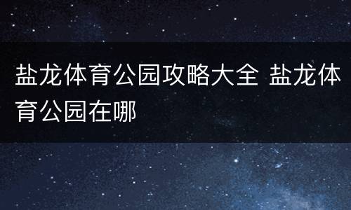 盐龙体育公园攻略大全 盐龙体育公园在哪