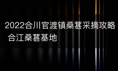 2022合川官渡镇桑葚采摘攻略 合江桑葚基地