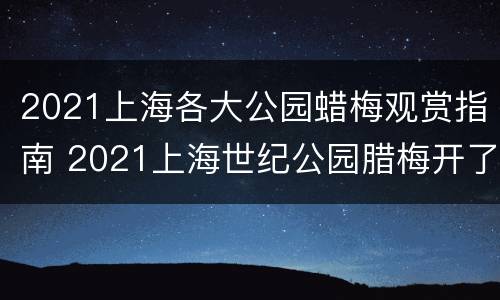 2021上海各大公园蜡梅观赏指南 2021上海世纪公园腊梅开了吗