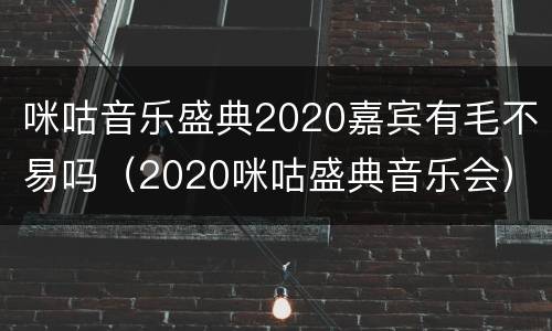 咪咕音乐盛典2020嘉宾有毛不易吗（2020咪咕盛典音乐会）
