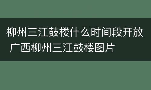 柳州三江鼓楼什么时间段开放 广西柳州三江鼓楼图片