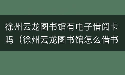 徐州云龙图书馆有电子借阅卡吗（徐州云龙图书馆怎么借书）