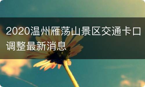 2020温州雁荡山景区交通卡口调整最新消息