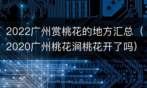2022广州赏桃花的地方汇总（2020广州桃花涧桃花开了吗）